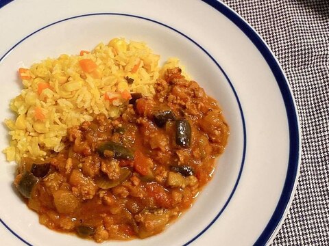 大豆ミートと茄子のキーマカレー